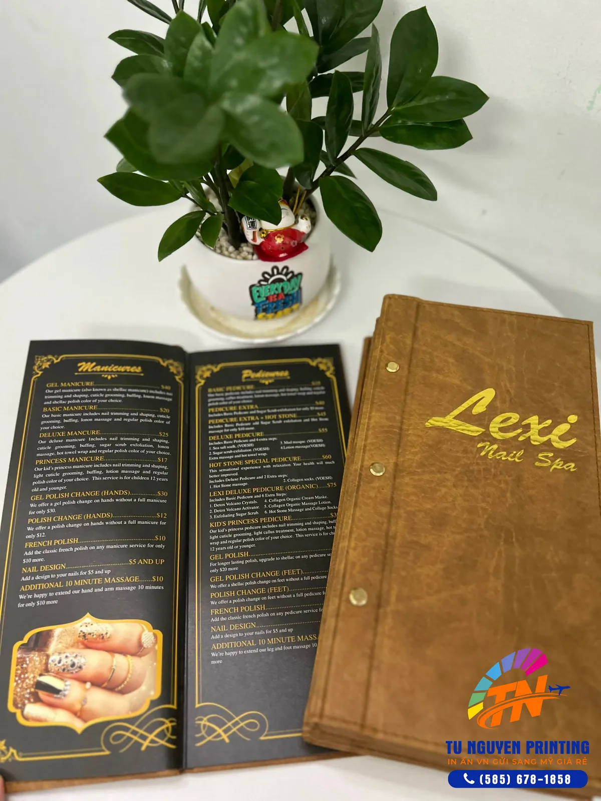 Menu Book tiệm nail – mẫu in của Tú Nguyễn Printing